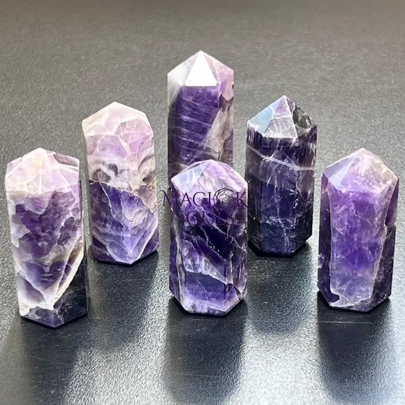 Banded Purple Amethyst Crystal Point Tower Obelisk Carving Wholesale Home & Living > Home Decor > Home Accents > Rocks