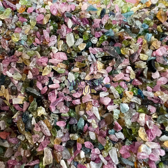 Bicolored Multicolored Tourmaline Crystal Chips (1 LB) Confetti Small Tiny Crystal Gemstones Green Blue Black