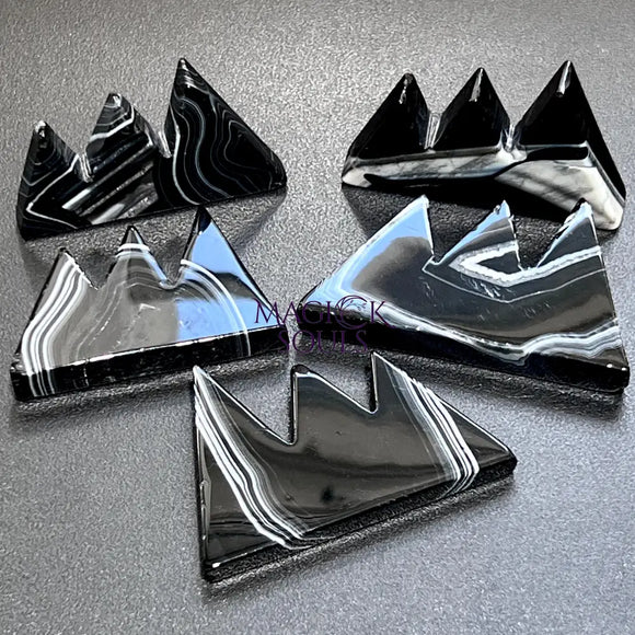 Black Banded Agate Crystal Mountain Shape Carving Gemstone Decor Home & Living > Home Decor > Home Accents > Rocks &