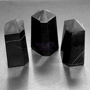 Black Obsidian Point Tower Carving Gemstone Statue Home Decor Volcanic Glass Home & Living > Home Decor > Home Accents