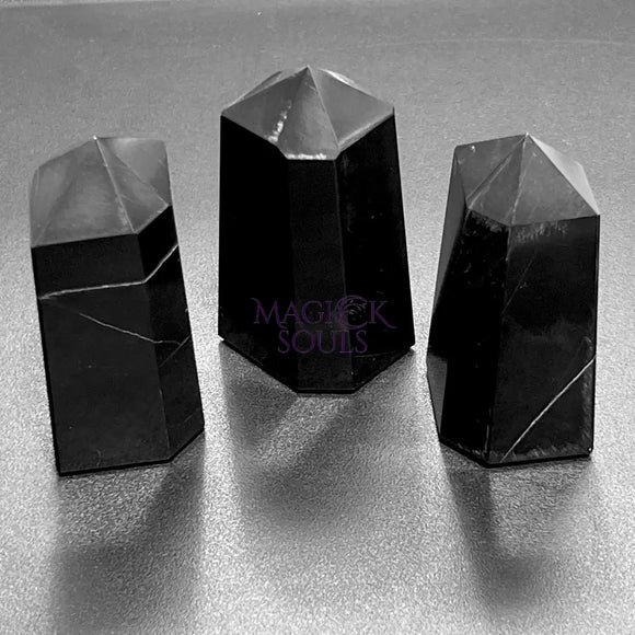 Black Obsidian Point Tower Carving Gemstone Statue Home Decor Volcanic Glass Home & Living > Home Decor > Home Accents