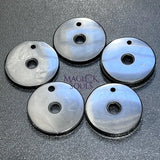 Black Shungite Circle Disc Beads Pendant Gemstone Jewelry Necklace Supply Craft Supplies & Tools > Beads Gems &