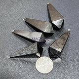 Black Shungite Pendulum Crystal Point Beads Pendant Gemstone Jewelry Necklace Polished Craft Supplies & Tools > Beads