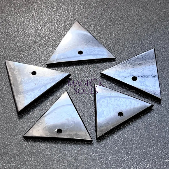 Black Shungite Triangle Drilled Beads Pendant Gemstone Jewelry Necklace Supply Craft Supplies & Tools > Beads Gems &