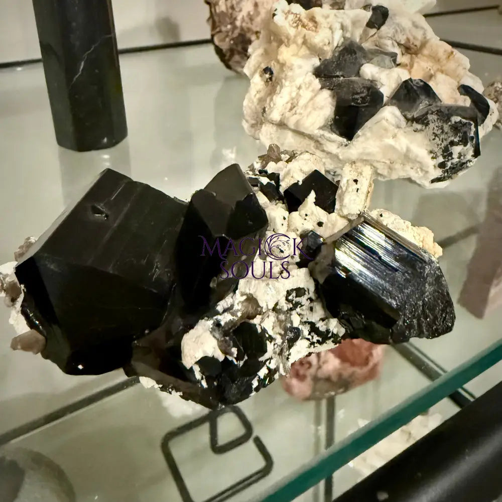 Black Tourmaline in Feldspar from Pakistan Magick Souls
