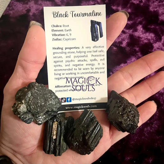 Black Tourmaline Natural Raw - Stone of Protection - Magick Souls