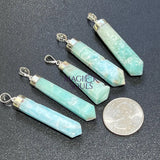 Blue Aragonite Crystal Point Pendant (925 Sterling Silver) Faceted Gemstone Jewelry Necklace Supply Craft Supplies &