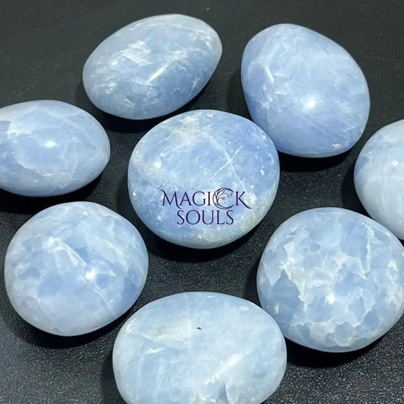 Blue Calcite Large Freeform Palm Stones (2 3 Inches) Polished Carving Gemstones Home & Living > Home Decor > Home