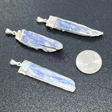 Blue Kyanite Crystal Point Pendant (Silver Plated) Gemstone Jewelry Necklace Supply Craft Supplies & Tools > Beads Gems