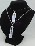Blue Kyanite & Tourmaline Crystal Pendant (Silver Plated) Gemstone Jewelry Necklace Charm Supply Craft Supplies & Tools