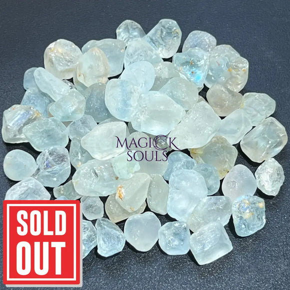 Blue Topaz Rough Raw Crystal (100 Grams)(18 24 pcs) Gemstones Home & Living > Home Decor > Rocks & Geodes