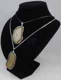 Brown Agate Slice Pendant (Silver Plated Edges) Polished Geode Jewelry Retail Pendants