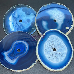 Center Drilled Blue Color Agate Slice Clock Faces (4.5 to 5 Inches)(1 CM Drilled Hole) Home & Living > Home Decor >