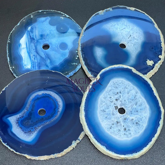 Center Drilled Blue Color Agate Slice Clock Faces (4.5 to 5 Inches)(1 CM Drilled Hole) Home & Living > Home Decor >
