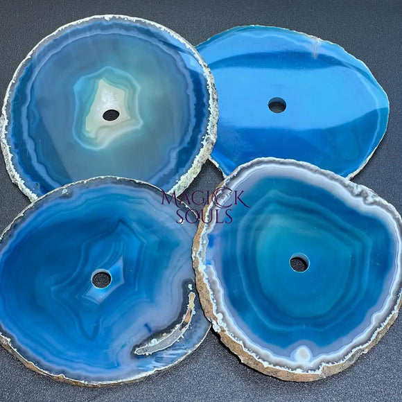 Center Drilled Teal Color Agate Slice Clock Faces (4.5 to 5 Inches)(1 CM Drilled Hole) Home & Living > Home Decor >