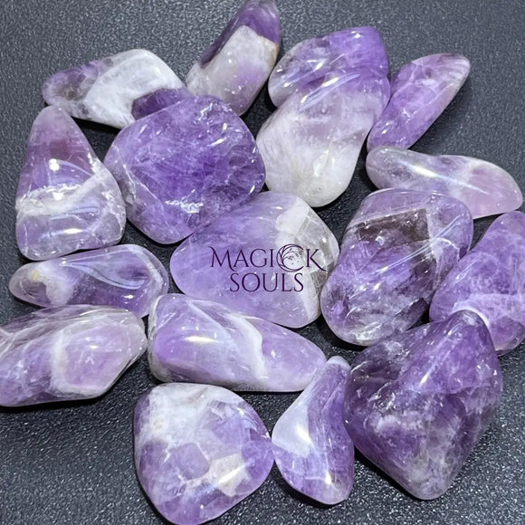 Chevron Banded Amethyst Crystal Tumbled Stones (By The Piece Or Pound) Wholesale Home & Living > Home Decor > Home