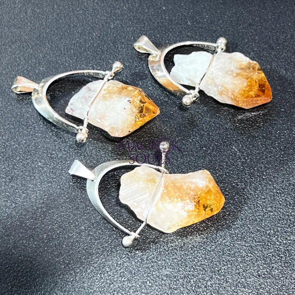 Citrine Crystal Point Pendant (Silver Plated Wire Wrapped) Craft Supplies & Tools > Beads Gems & Cabochons > Charms &
