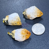 Citrine Crystal Rough Raw Point Pendant (Gold Plated) Wholesale Jewelry > Necklaces > Crystal Necklaces