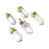 Clear Quartz Crystal Point Pendant (Gold Plated) Faceted Jewelry Necklace Supply Craft Supplies & Tools > Beads Gems &