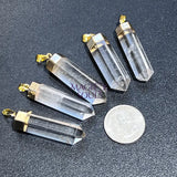 Clear Quartz Crystal Point Pendant (Gold Plated) Faceted Jewelry Necklace Supply Craft Supplies & Tools > Beads Gems &