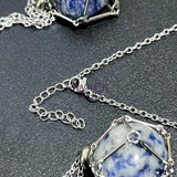 Crystal Gem Holder Necklace Pendant Set (24 Inch Stainless Steel Chain Cage) Interchangeable Jewelry Supply Craft