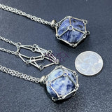 Crystal Gem Holder Necklace Pendant Set (24 Inch Stainless Steel Chain Cage) Interchangeable Jewelry Supply Craft