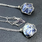 Crystal Gem Holder Necklace Pendant Set (24 Inch Stainless Steel Chain Cage) Interchangeable Jewelry Supply Craft