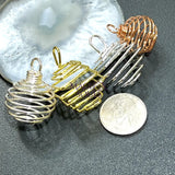 Crystal Gem Holder Spiral Cage Pendants (Silver Gold or Copper Plated) Circle Square Wholesale Craft Supplies & Tools >