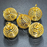 Crystal Gem Holder Spiral Cage Pendants (Silver Gold or Copper Plated) Circle Square Wholesale Craft Supplies & Tools >