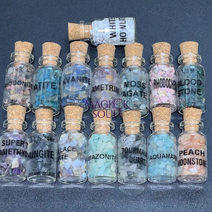 Crystal Gemstone Chips Labeled Bottle Collection (Set Of 15) Assorted Box Flat Gift Set Tumbled Mix Home & Living >