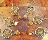 DreamCatcher Earrings Pair (Citrine Crystal)(Gold Plated)(Stainless Steel Hooks) Gemstone Jewelry Supply Jewelry >