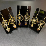 DreamCatcher Earrings Pair (Citrine Crystal)(Gold Plated)(Stainless Steel Hooks) Gemstone Jewelry Supply Jewelry >