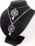 Dreamcatcher Pendant (Amethyst Crystal)(Silver Plated) Gemstone Jewelry Craft Supplies & Tools > Beads Gems & Cabochons