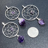 Dreamcatcher Pendant (Amethyst Crystal)(Silver Plated) Gemstone Jewelry Craft Supplies & Tools > Beads Gems & Cabochons
