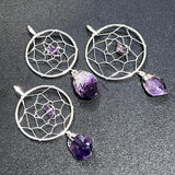 Dreamcatcher Pendant (Amethyst Crystal)(Silver Plated) Gemstone Jewelry Craft Supplies & Tools > Beads Gems & Cabochons