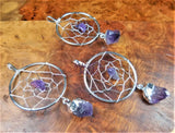 Dreamcatcher Pendant (Amethyst Crystal)(Silver Plated) Gemstone Jewelry Craft Supplies & Tools > Beads Gems & Cabochons