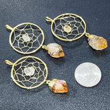 Dreamcatcher Pendant (Citrine Crystal Point)(Gold Plated) Gemstone Jewelry Necklace Supply Craft Supplies & Tools >