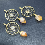 Dreamcatcher Pendant (Citrine Crystal Point)(Gold Plated) Gemstone Jewelry Necklace Supply Craft Supplies & Tools >