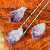 Drilled Raw Amethyst Crystal Point (3mm Hole) Rough Gemstone Jewelry Necklace Supply Craft Supplies & Tools > Beads