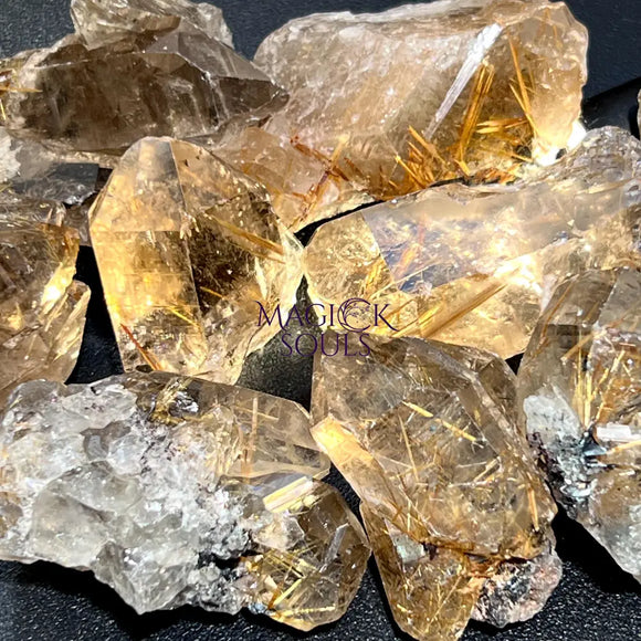 Extra Quality Gold Rutilated Clear Smoky Quartz Crystal (By The Piece Or Gram) Rough Raw Home & Living > Home Decor >