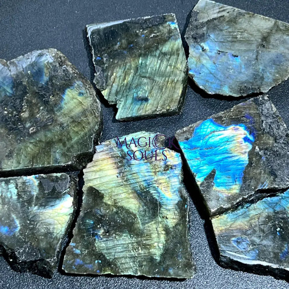 Flashy Labradorite Polished Rough Cut Slab Tiles (By The Piece or Pound) Wholesale Home & Living > Home Decor > Home