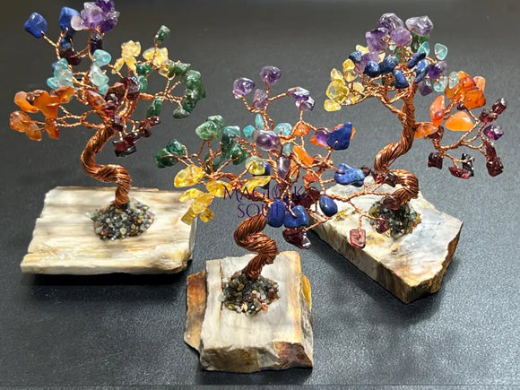 Gemstone Crystal Bonsai Tree (7 Stones)(Petrified Wood Base Carving) Wholesale Home & Living > Home Decor > Home