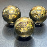 Golden Chalcopyrite Sphere Polished Crystal Orb Polished Shiny Gold Carving Gemstone Decor Supply Home & Living > Home