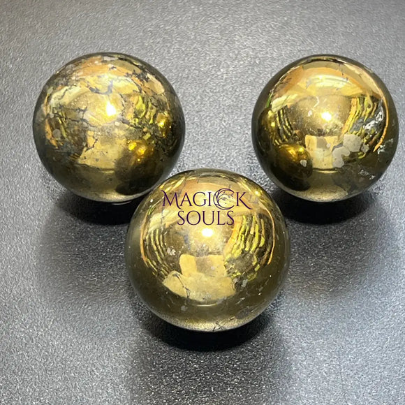 Golden Chalcopyrite Sphere Polished Crystal Orb Polished Shiny Gold Carving Gemstone Decor Supply Home & Living > Home