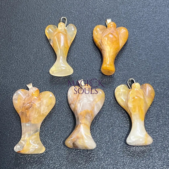 Golden Healer Quartz Angel Pendant (Silver Bail) Gemstone Jewelry Necklace Supply Jewelry > Necklaces > Crystal