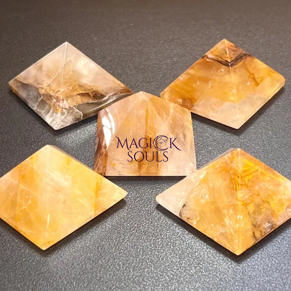 Golden Healer Quartz Crystal Pyramid Carving Polished Gemstone Decor Supply Home & Living > Home Decor > Home Accents >