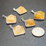 Golden Healer Quartz Pyramid Pendant (Silver Plated) Gemstone Jewelry Necklace Supply Jewelry > Necklaces > Crystal