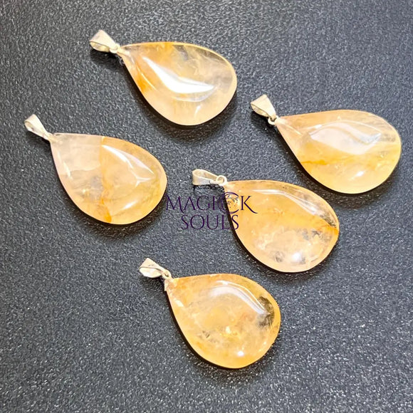Golden Healer Quartz Tear Drop Pendant (Silver Plated Bail) Gemstone Jewelry Necklace Supply Jewelry > Necklaces >