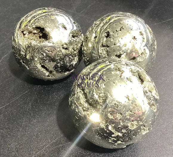 Golden Pyrite Crystal Druzy Sphere Fools Gold Polished Carving Wholesale Home & Living > Home Decor > Home Accents >