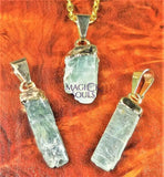 Green Kyanite Crystal Small Petite Pendant (Gold Plated) Gemstone Jewelry Necklace Supply Craft Supplies & Tools >